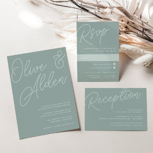 Eucalyptus   Script Watermark Wedding Invitation