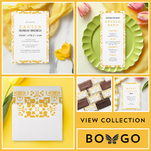 Elegant Yellow Easter Sunday Brunch Floral Chic Menu