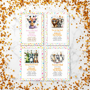 Jungle Safari Animal "Fourever Wild" 4th Birthday Invitation
