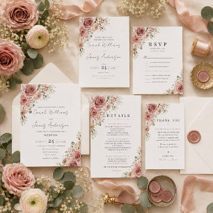 Dusty Rose Save the Date Card