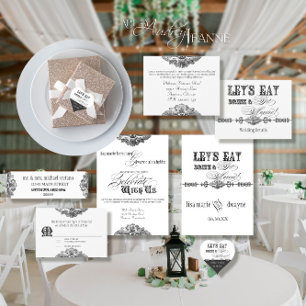 Eat, Drink n Get Married Formal Wedding Details Invitation
