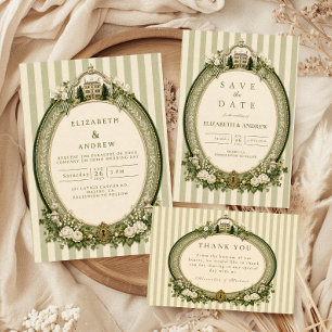 Elegant Rustic Sage Green Wedding Invitation