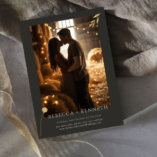 Luxurious Gold Floral 1 Photo Bridal Shower Invitation