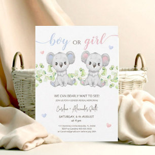 Koala Bear Gender Reveal Party Invitation