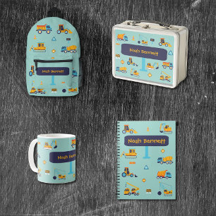 Excavator Name Mug for Toddler Boys