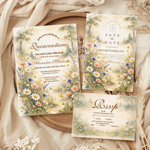 Romantic Garden Bloom Quinceañera Save The Date