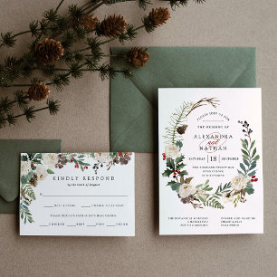 Botanical Christmas   Wedding Guest Details Invitation