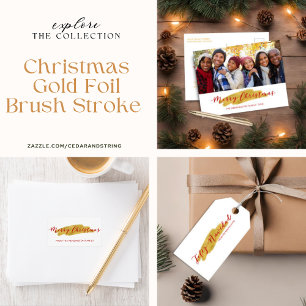 Merry Christmas Gold Foil Swash Holiday Photo