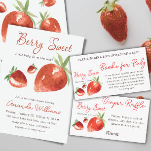 Modern Strawberry Berry Sweet Baby Shower Address Label