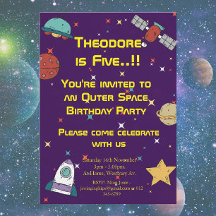 Outer Space Birthday Party Invitation
