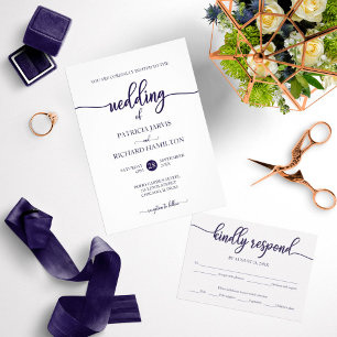 Nothing Fancy Just Love Casual Wedding Navy Blue Invitation