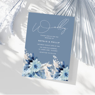 Dusty Blue Trendy Modern All Seasons Wedding Invitation