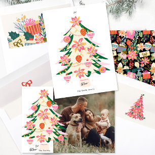 colourful stylish modern christmas tree 1 photo holiday card