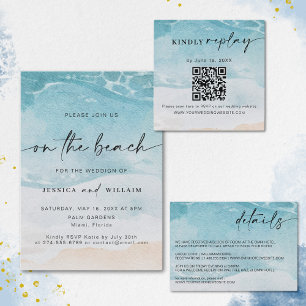 Modern Summer Ocean Beach Wedding Save The Date
