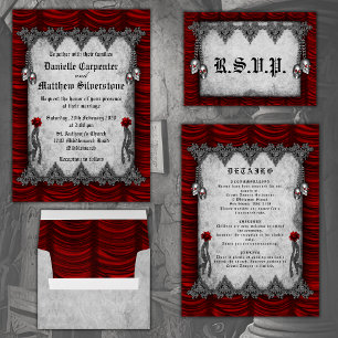 Blood Roses and Silk Red Gothic Wedding Invitation