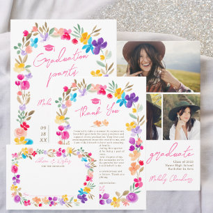Boho garden wildflowers Advice wishes graduation Enclosure Card