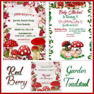Red Berry Garden Toadstool Greenery Magic Mushroom T-Shirt