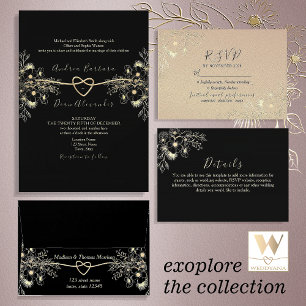Vintage Black Wedding All In One Invitation