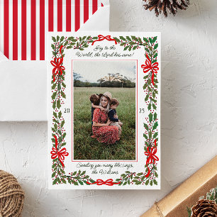 Red Bows and Holly Garland Christmas Card Envelope