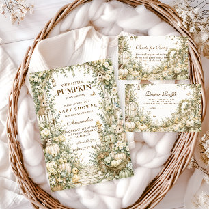 Cottage Garden Little Pumpkin Baby Shower Invitation
