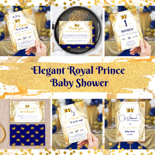 Elegant Royal Blue Gold Prince Baby Shower Favour Bags