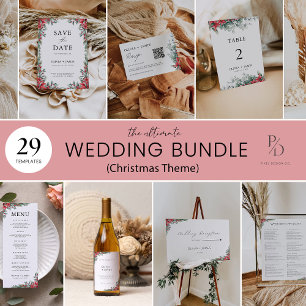 Christmas Wedding Menu Cards Template