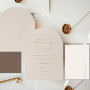 Minimalist Boho Sand Copper Script Wedding Invitation