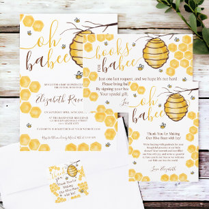 Cute honeycomb beehive watercolor baby shower thank you card