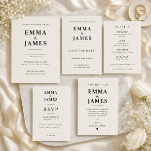Elegant Ivory Minimalist Wedding Invitation