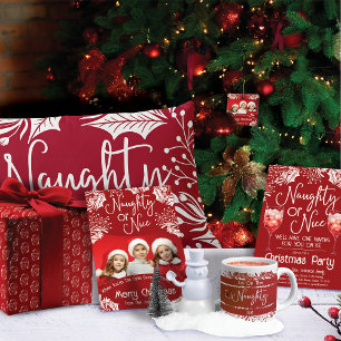 Naughty or Nice Mixed Drink Funny Christmas Party Invitation