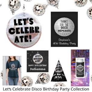 Let's Celebrate Disco Ball Black Birthday Napkin