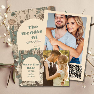 Soft muted earth tones Wildflowers Wedding Invitation