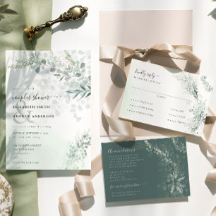 Elegant Eucalyptus Greenery Wedding Meal Choice RSVP Card