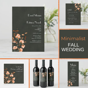 Elegant Olive Green Burnt Orange Florals Wedding Invitation