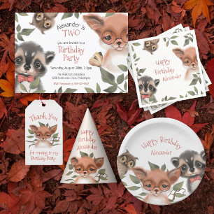Cute Woodland Animals Child's First Birthday Party Invitation