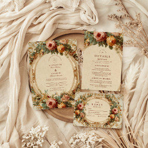 Vintage Baroque Rose Wedding Enclosure Card