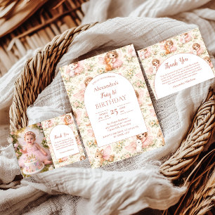 Fairy 1st Birthday Enchanted Garden Thank You Card