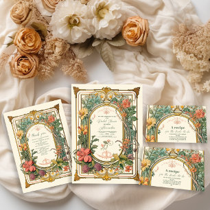 Photo Vintage Floral Art Nouveau Bridal Shower Thank You Card