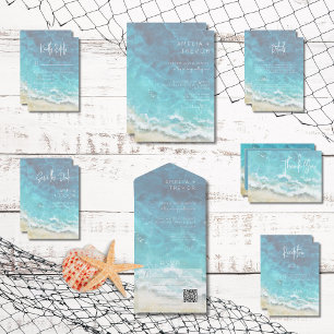 Modern Watercolor Beach & Sea Wedding Invitation