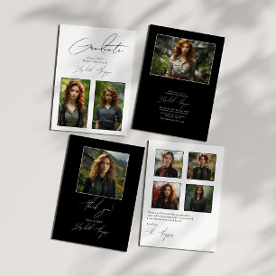 Classic Black and White Modern Graduation Party Invitation