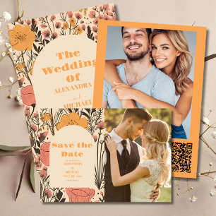 Photo  Pink Yellow Orange Wildflowers Wedding Save The Date