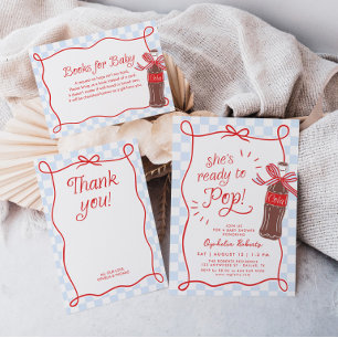 She's Ready to Pop Retro Soda Neutral Baby Shower Invitation