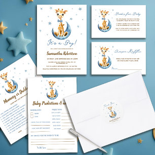 Cute Baby Giraffe Watercolor Its a Boy Baby Shower Invitation