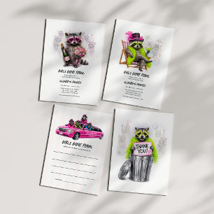 Girls Gone Feral Funny Racoon Bachelorette Party Invitation