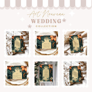  Art Nouveau Whimsical Floral Wedding Thank You Card