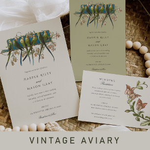 Botanical Elegance Parrot Wedding Invitation