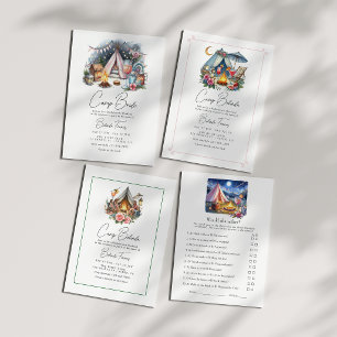 Chic Camp Bride Bachelorette Weekend Itinerary Invitation