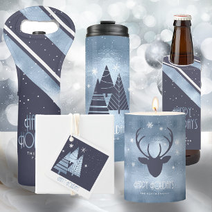 Deer Antlers Arrows Christmas Blue ID861  Holiday Card