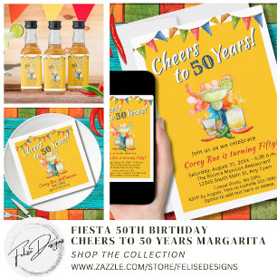 Cheers to 50 Years Aged to Perfection - Fiesta  Square Sticker