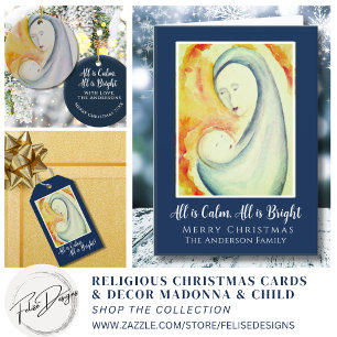 Madonna and Child Midnight Blue Keepsake Greeting Tree Decoration Card